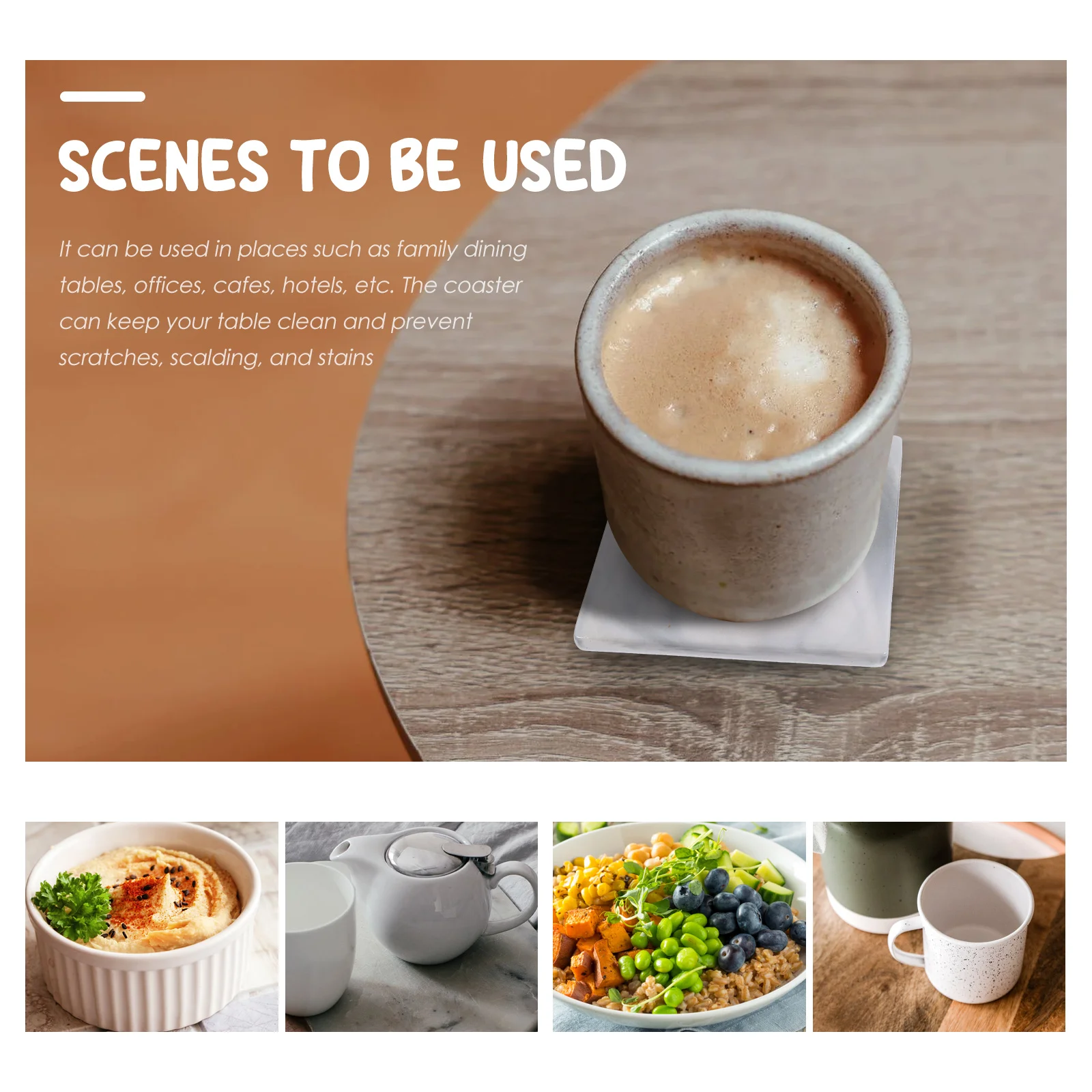 

4Pcs Marble Pattern Coasters Ceramic Drink Coasters Heat Resistant Smooth Surface for Home Office Cafe Table Protection