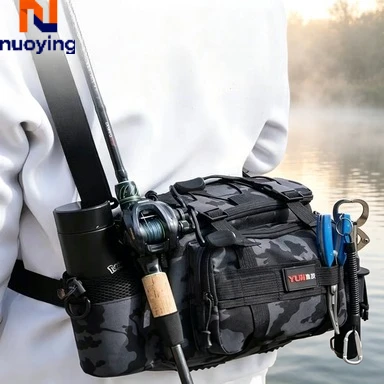 Outdoor Angelausrüstungstasche Multi-Taschen Schulterpackung Ruten- & Köderbox-Aufbewahrung Angelzubehör