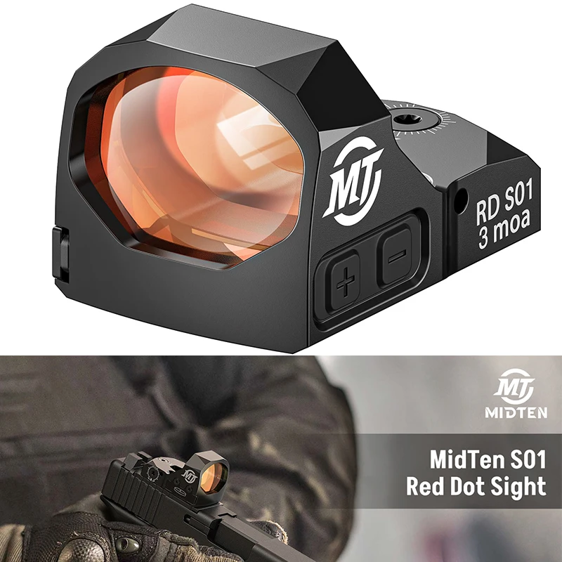 

MidTen Scope Red Dot Sight 3 MOA Optics Compact Reflex Sighting for Pistol with Adapter for GL MOS and Picatinny For Hunting