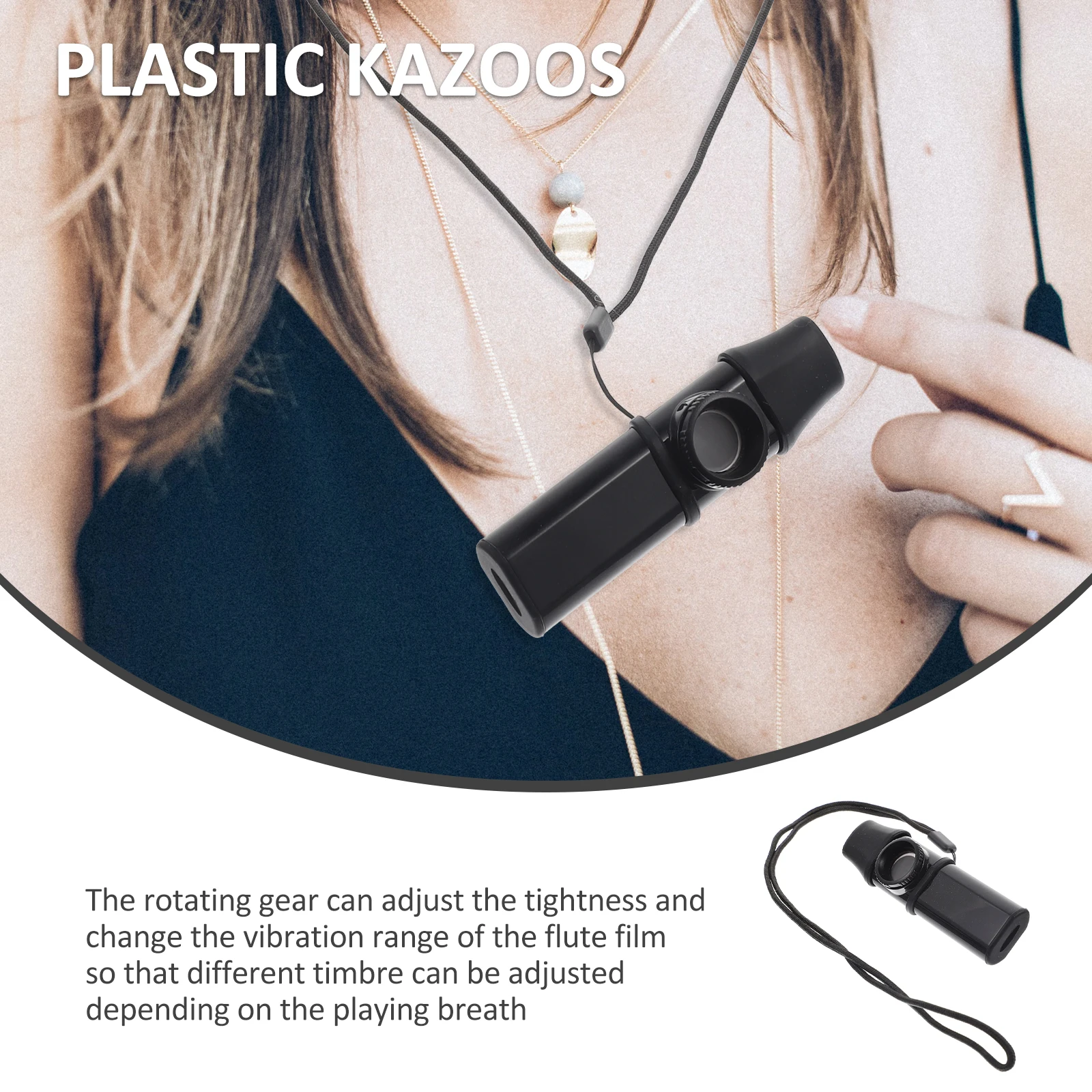 

Kazoo Musical Instrument for Kids Adults Guitar Partner ABS Non Decolorizing Comfortable Grip Easy Diaphragm Change Adjustable