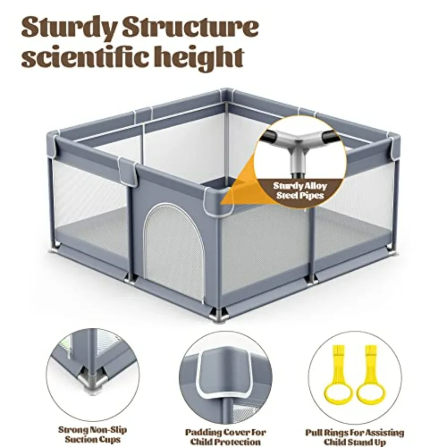 Baby Playpen with Mat 50x50 Inch Playpen for Babies and Toddlers Playard for Safety Play Yard Indoor Outdoor Baby Fence Activit