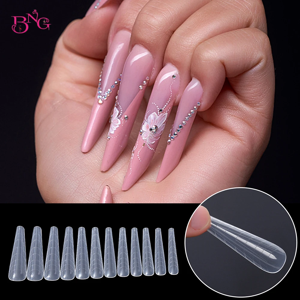 120Pcs Dual Forms Full Cover Nail Tips Upper Arched Extension Mold Acrylic Top Form for Nail Poly UV Gel Quick Building