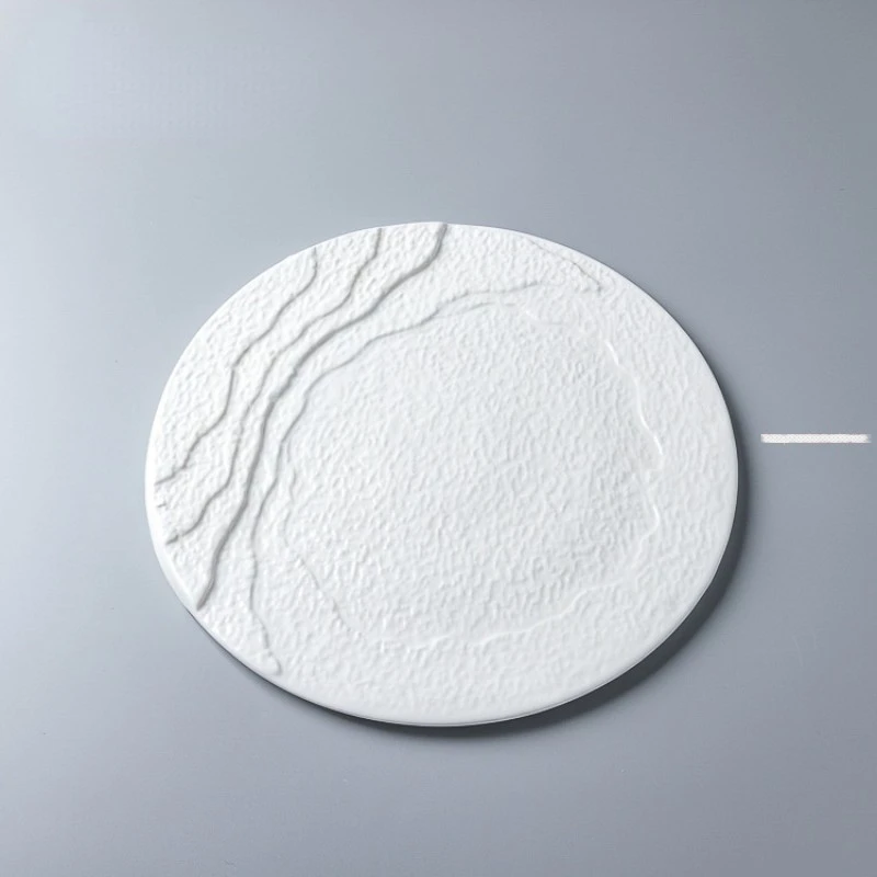 

Stone Grain Plate Restaurant Characteristic Embossed Dinner Ceramic Western Hotel Tableware Home Pasta Large