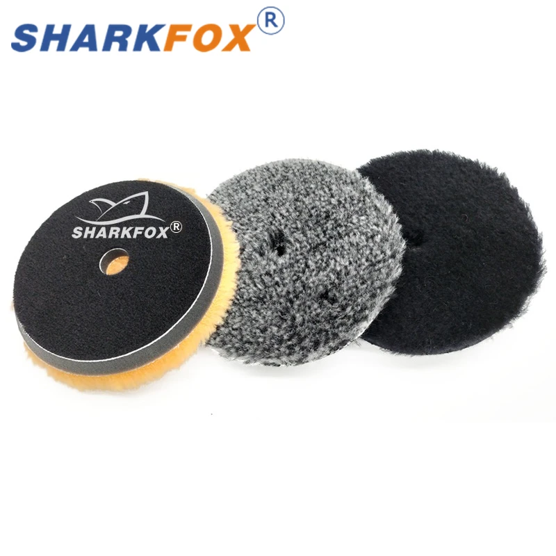 Sharkfox 5/6Inch High Density Lambs Woollen Polish buffing Pad Wool Polishing Pad for Car Polisher Wool Pad