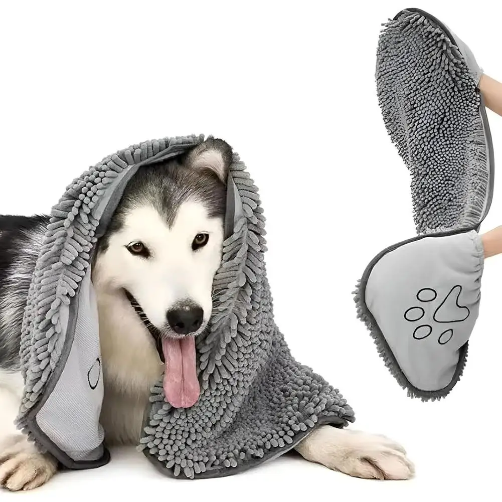 Super saugfähiges Haustier-Badetuch, schnelltrocknende Katzenhandtücher, praktischer weicher Bademantel, Trocken-Reinigungstuch für Haustiere, Hundezubehör – Detail 2
