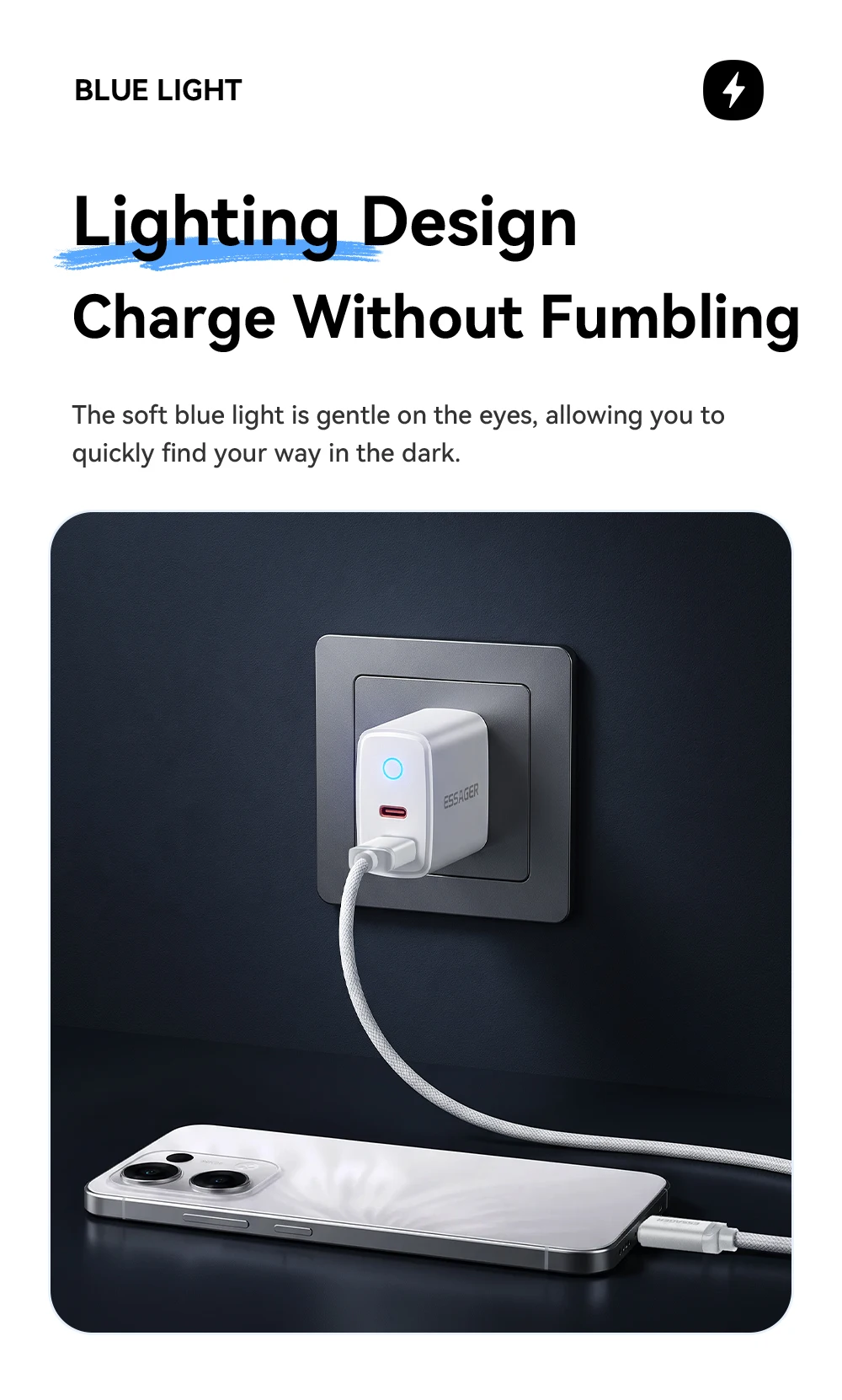 Essager 20W Typ-C Ladegerät-Set für iPhone 17 16 15 Xiaomi PD 3A Typ-C Lightning Micro Kabel Schnellladegerät für iPhone 14 iPad – Detail 7