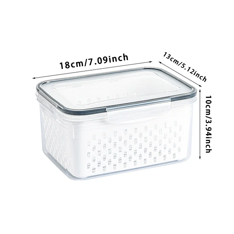 Vegetables Sealed Keeper Fresh Storage Box Refrigerator Fruit Drain Crisper Kitchen Strainers Container Storage Box