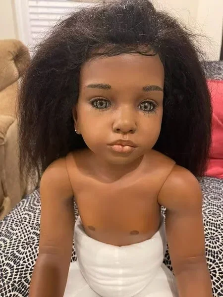 DLS Customized Limited Supply 41INCH Reborn Baby Aloenka With Hand-Rooted Hair Dark Skin African Girl Painted Kit