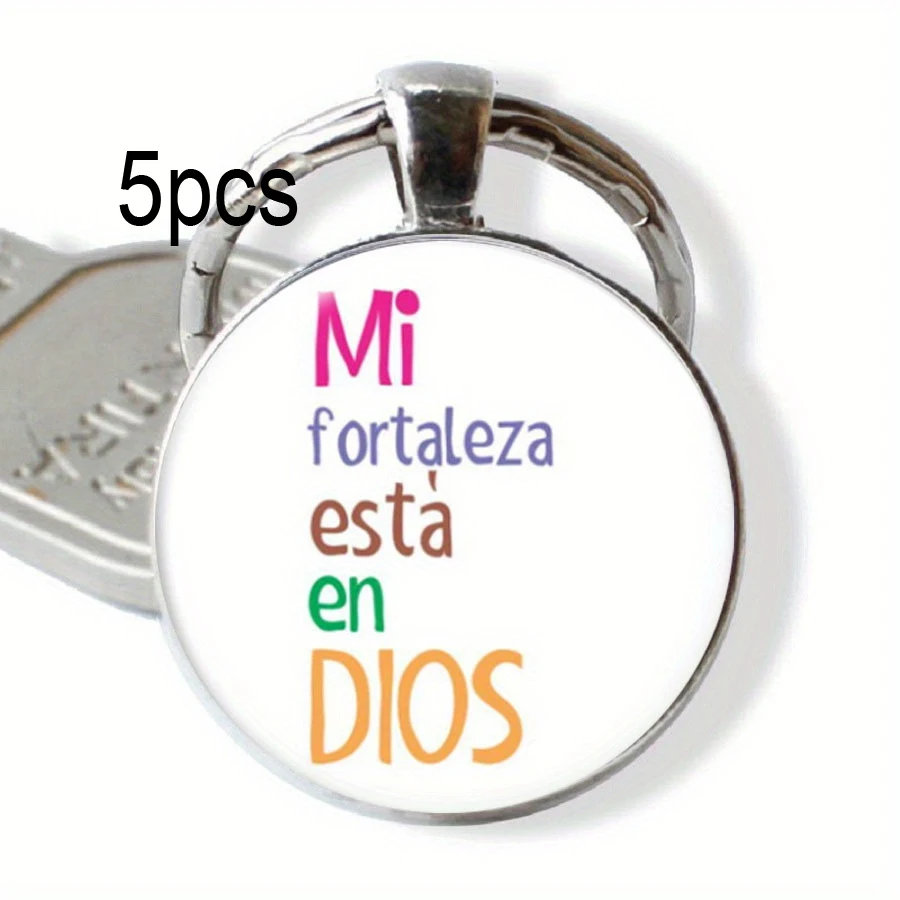 Letter Sign Spanish Todo lo Time Gemstone Keychain Keyring Bible Jesus Hanging