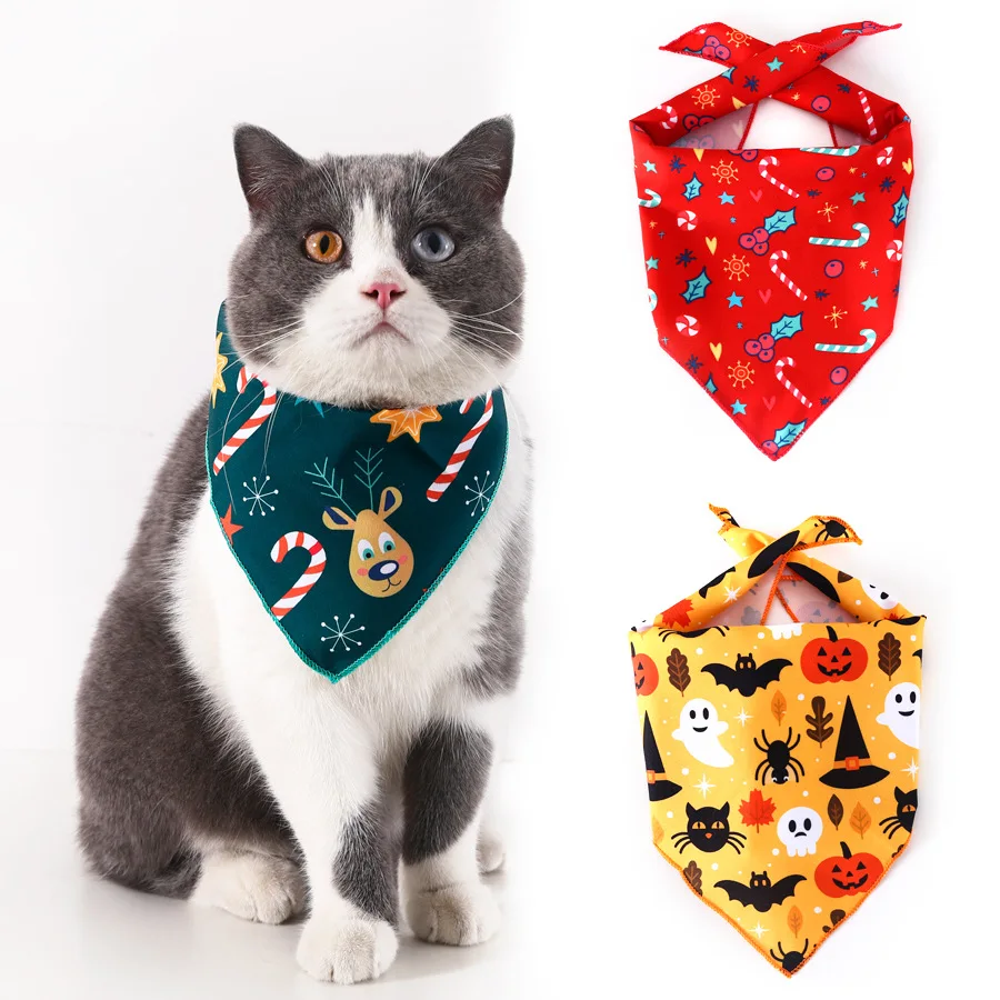 

Wholesale Christmas Halloween Pattern Dog Cat Bandana