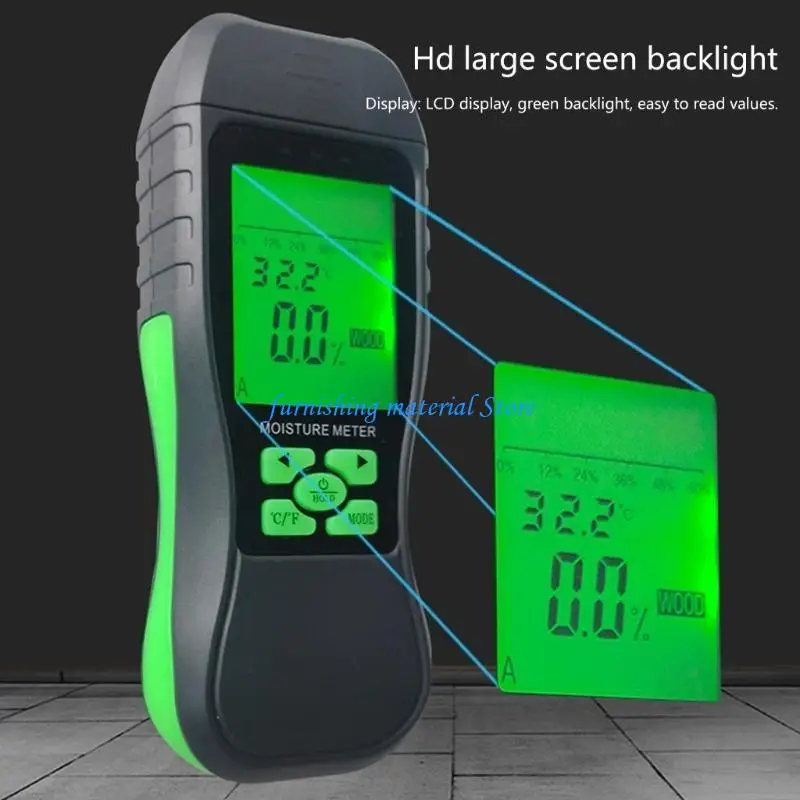Medidores humedad Y5GD para paredes troncos leña materiales construcción papel pantalla LCD