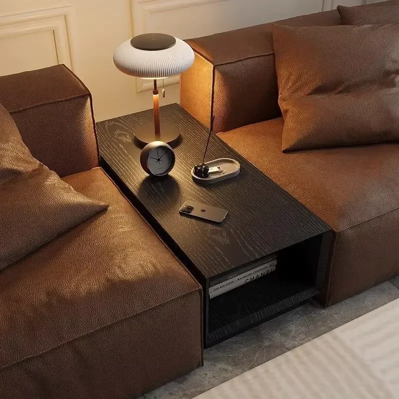 for Wabi Shafeng Sofa Middle Cabinet Light Luxury Side Table Solid Wood Storage Locker Living Room Simple Armrest Cabinet
