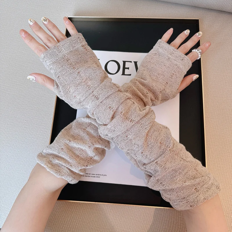 

Knitted ice sleeves for women, summer sun protection arm sleeves, thin fingerless gloves for air-conditioned rooms