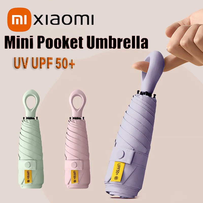 Xiaomi UPF50 + Mini paraguas portátil plegable sombrilla al aire libre protección UV lluvia a prueba de viento sol lluvia doble uso