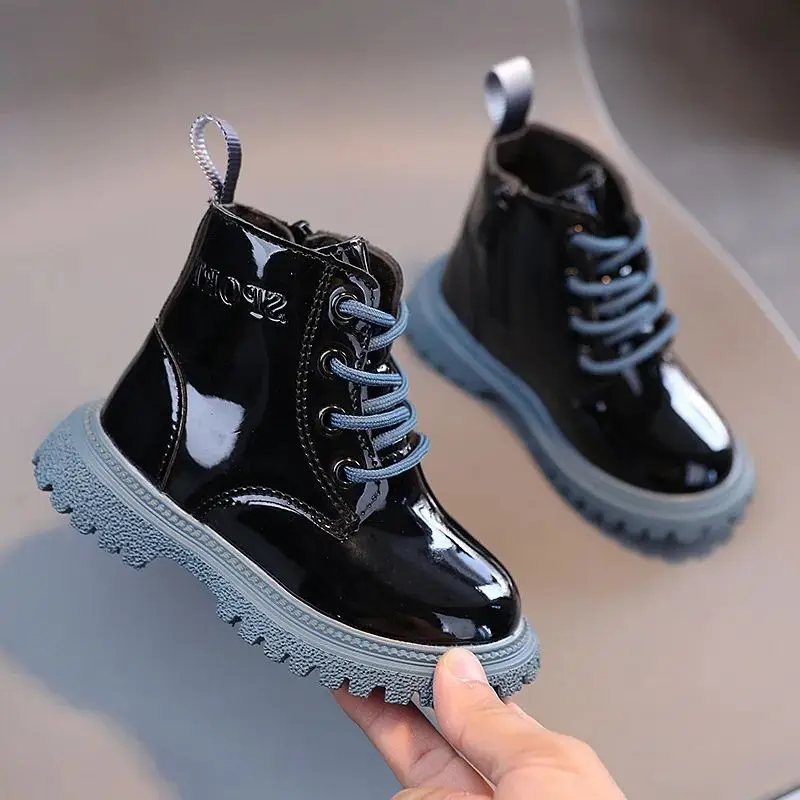 Boys Girls Single Boots Solid Color England Style Children Shoes Kids Small Short Boots Baby Non-slip Wear-resistant Footwear