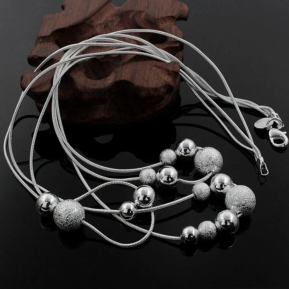 Fine Jewelry Charm 925 Sterling Silver Bead Necklace Charm Classic High Quality Fashion for Women Lady Wedding Chain Gift