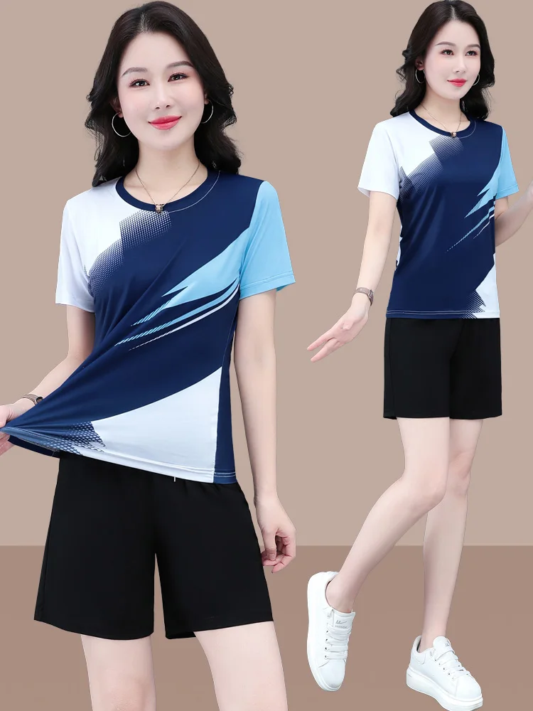 

Ice Silk ort Sve orts Set Женский летний свободный спортивный тонкий дышащий комплект из двух предметов Удобная повседневная одежда