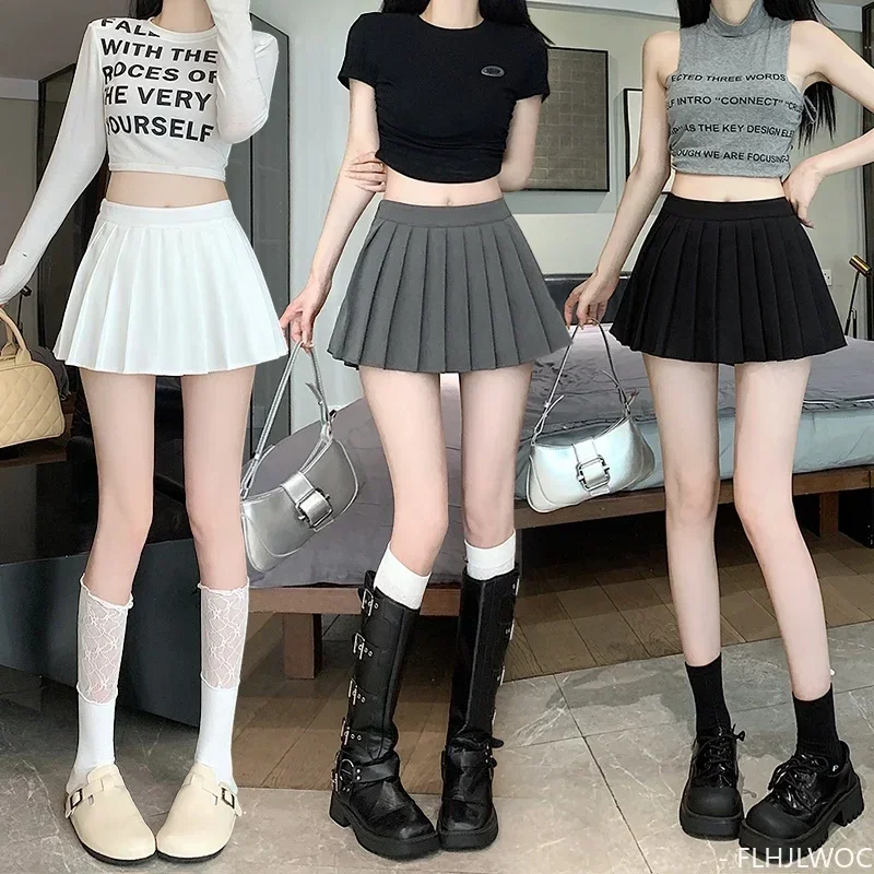 Tennis Student Black White Sexy High Waist Pleated Mini Skirt 2024 Women Fashion Preppy Style Girls Cute Sweet A Line Skirts