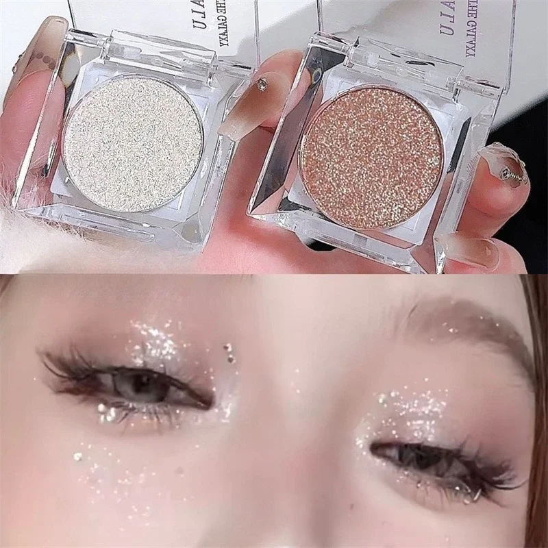 Nova paleta de iluminador monocromático branco brilhante lindo glitter sombra de longa duração perolado shimmer iluminar bronzers
