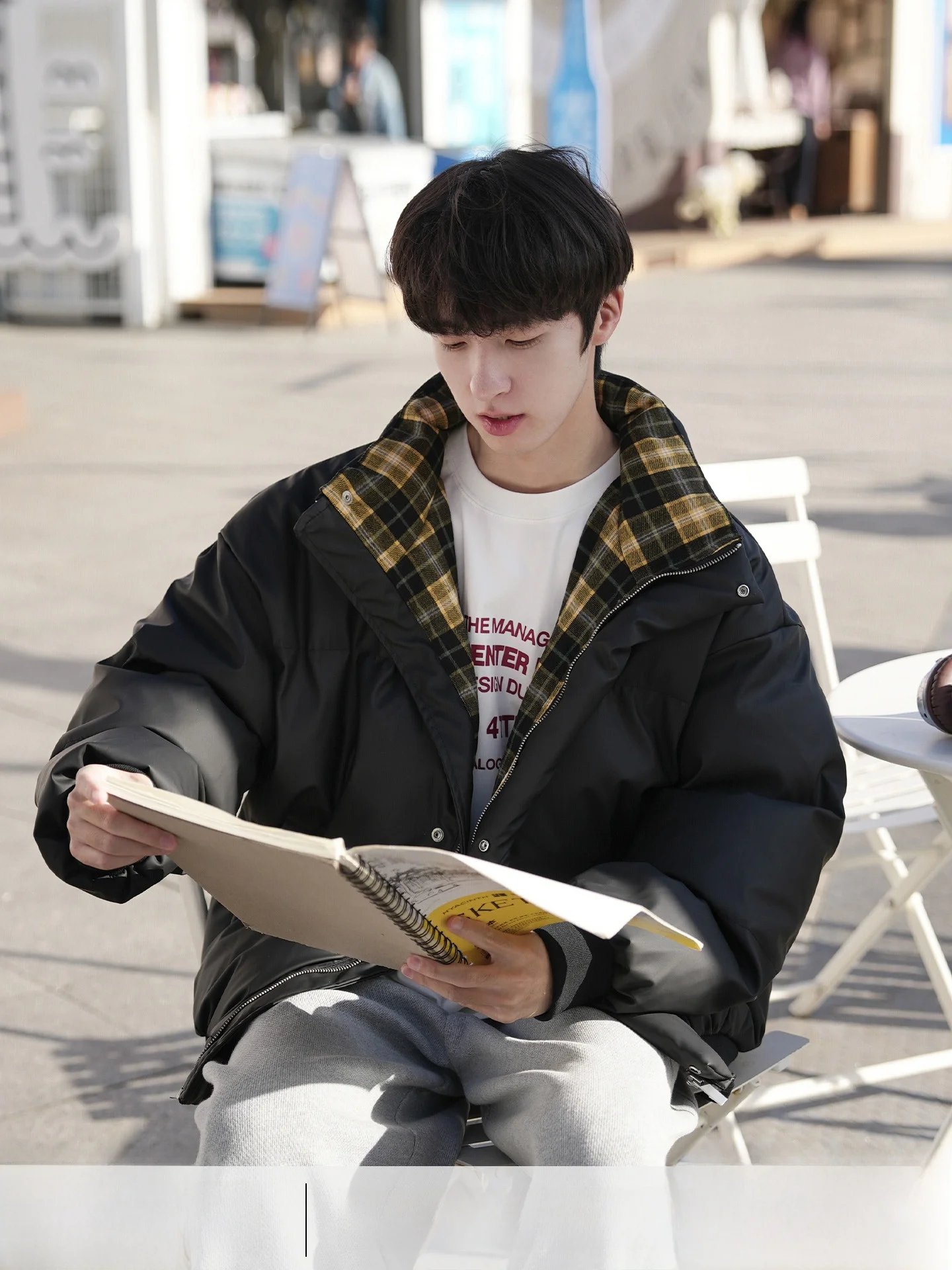 

Мужская зимняя верхняя одежда Thiened Plaid Cotton Jaet, хлопковое пальто из искусственной кожи с воротником-стойкой в американском стиле для подростков