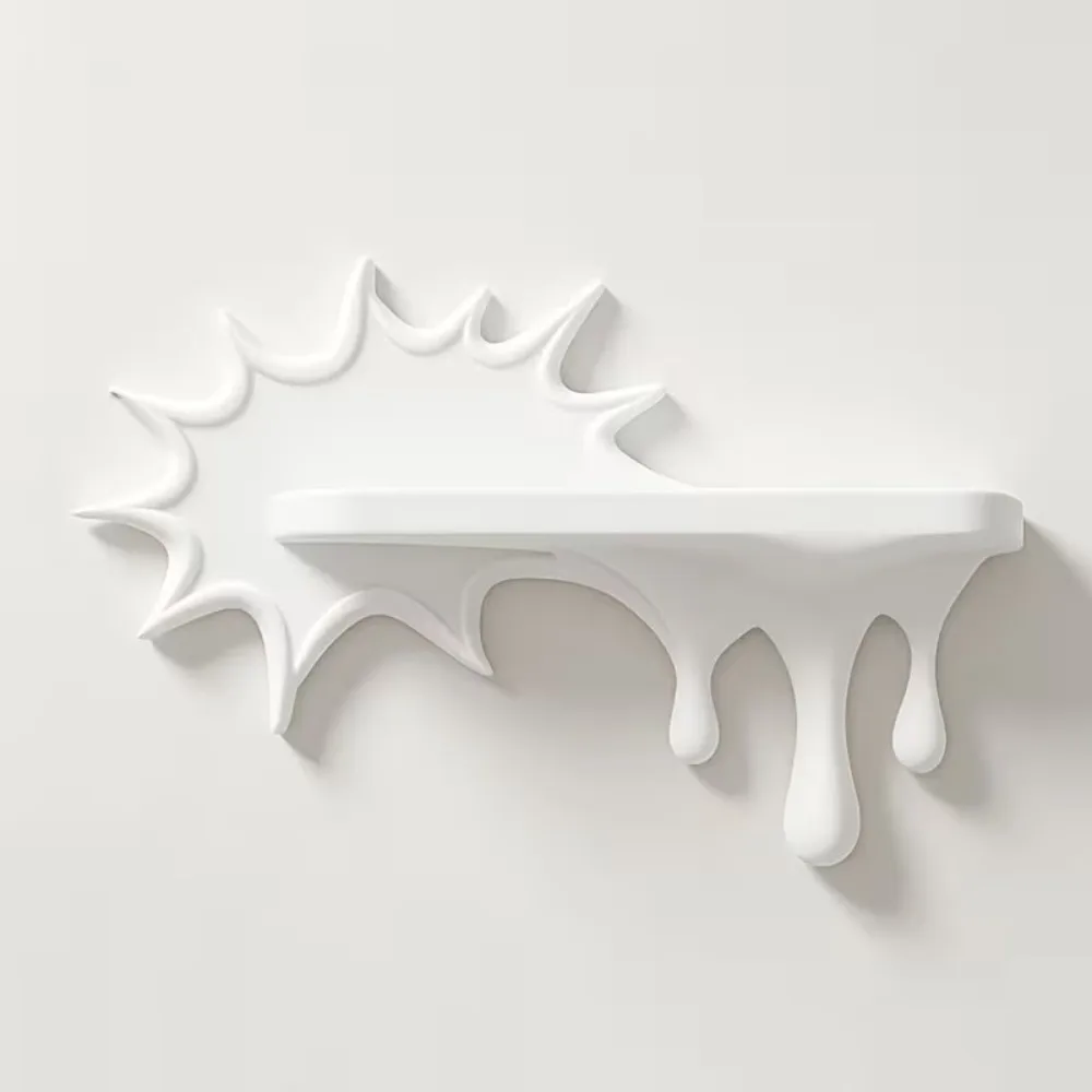 3D Printed Burst Dripping Shape Wall Shelf Plastic Wall-Mounted Melting Display Rack Melting Irregular Shape Decorative Shelf