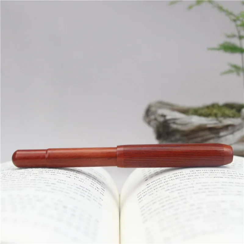 BALAOYE Ebony Solid Red Wood Fountain Pen Wooden F 0.5mm Nib Writing Ink Pen with Converter for Office Business Stationery Gift