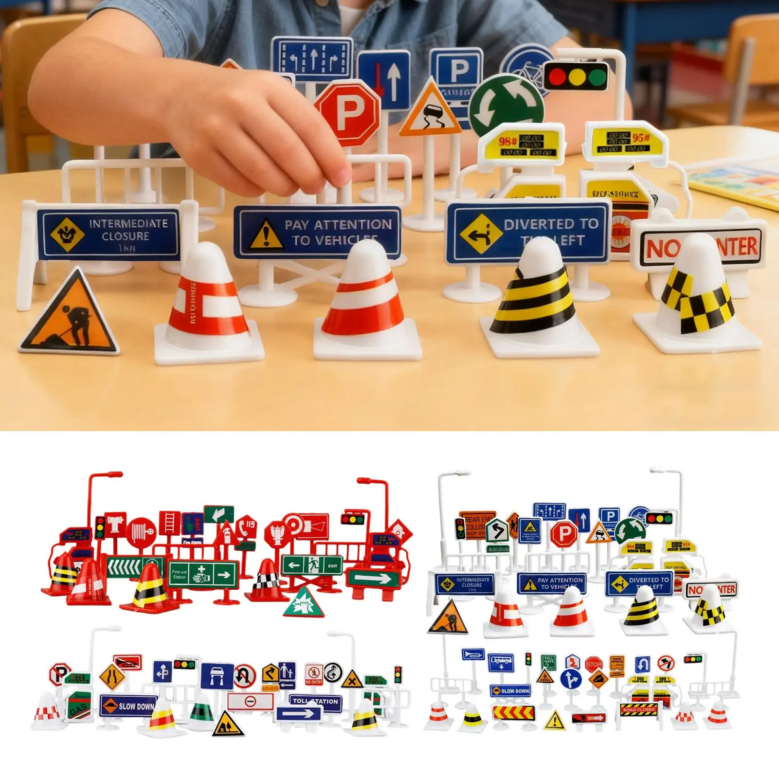 Traffic Signs For Kids Portable 28 Pieces Educational Learning Game Street Signs Toy For Holiday Party Home Living Room