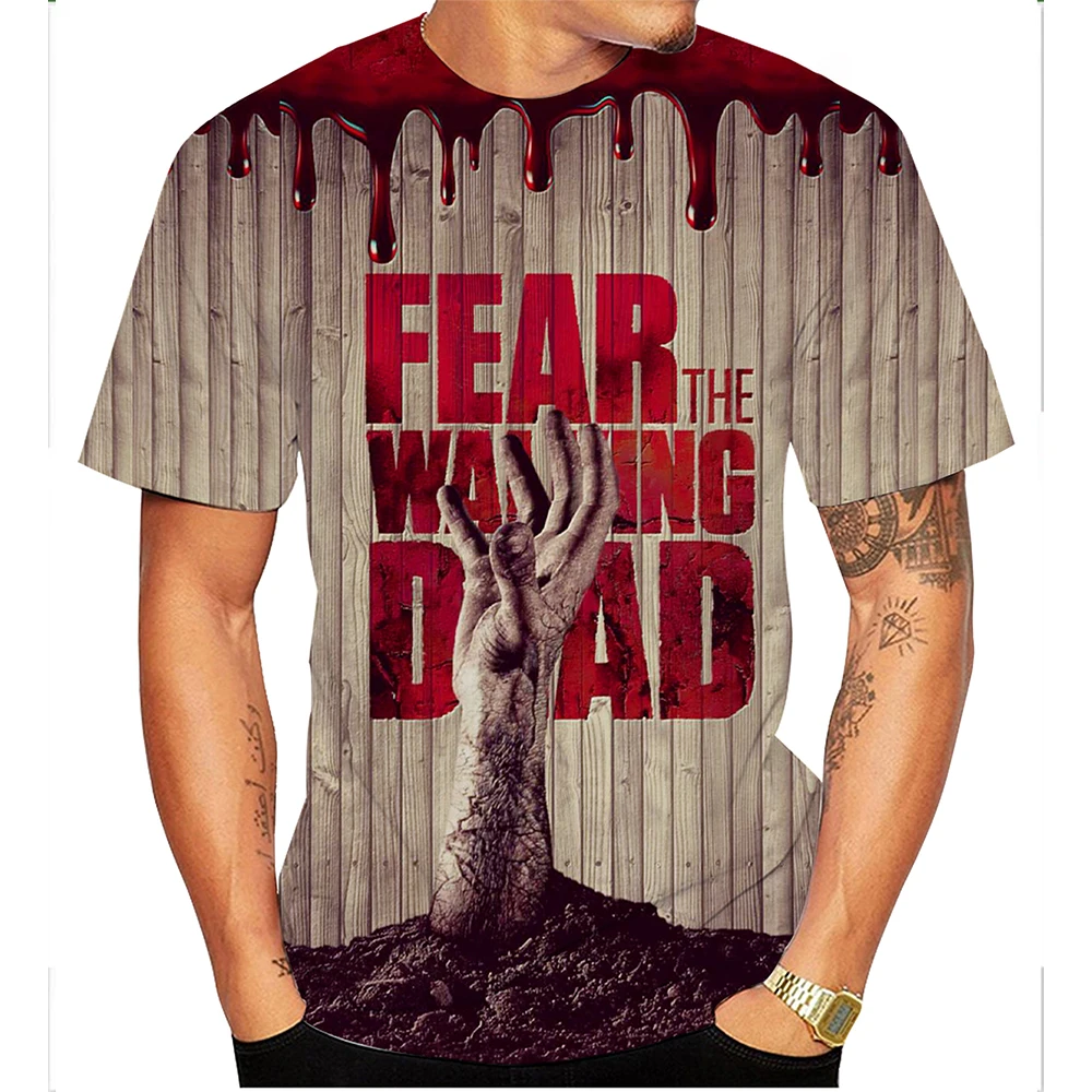 

Halloween fashion horror art 3D printed short-sleeved T-shirt for both men and women Walking Dead street fashion T-shirt