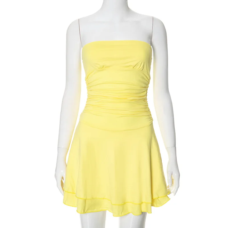 2025 mulheres a linha moda sólida novo verão sexy sem mangas fora do ombro vestidos bodycon casual elegante clube festa senhora tutu