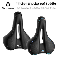 WEST BIKING MTB Bike Saddle High Elasticity Shock-Absorbing Bicycle Saddle Hollow Breathable Thicken Gravel Road Cycling Seat