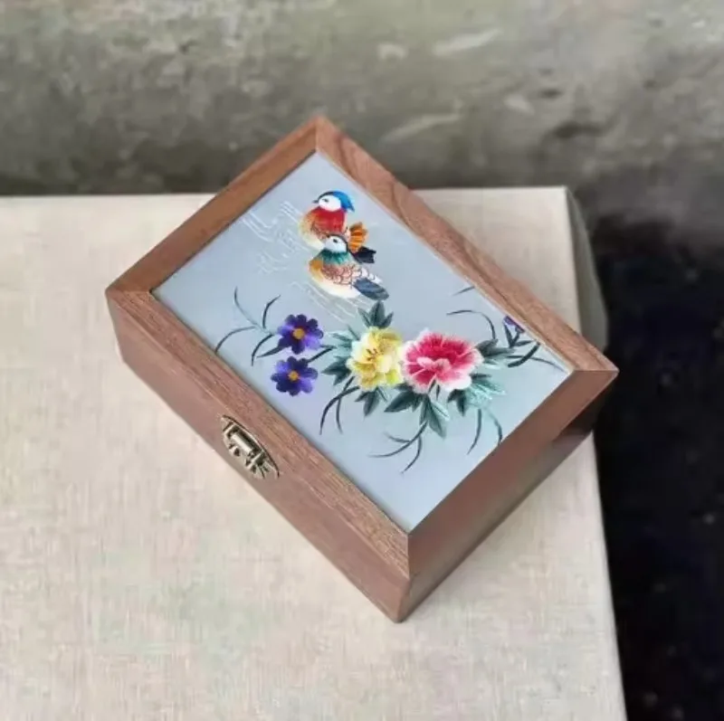 Suzhou embroidery jewelry box wooden silk embroidery jewelry storage box