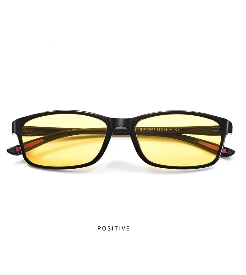 Ultraleichte Herren-Lesebrille, Vintage, quadratischer Rahmen, Autofahren, Presbyopie, modische gelbe Gläser, Fernsichtbrille, Sport – Detail 6