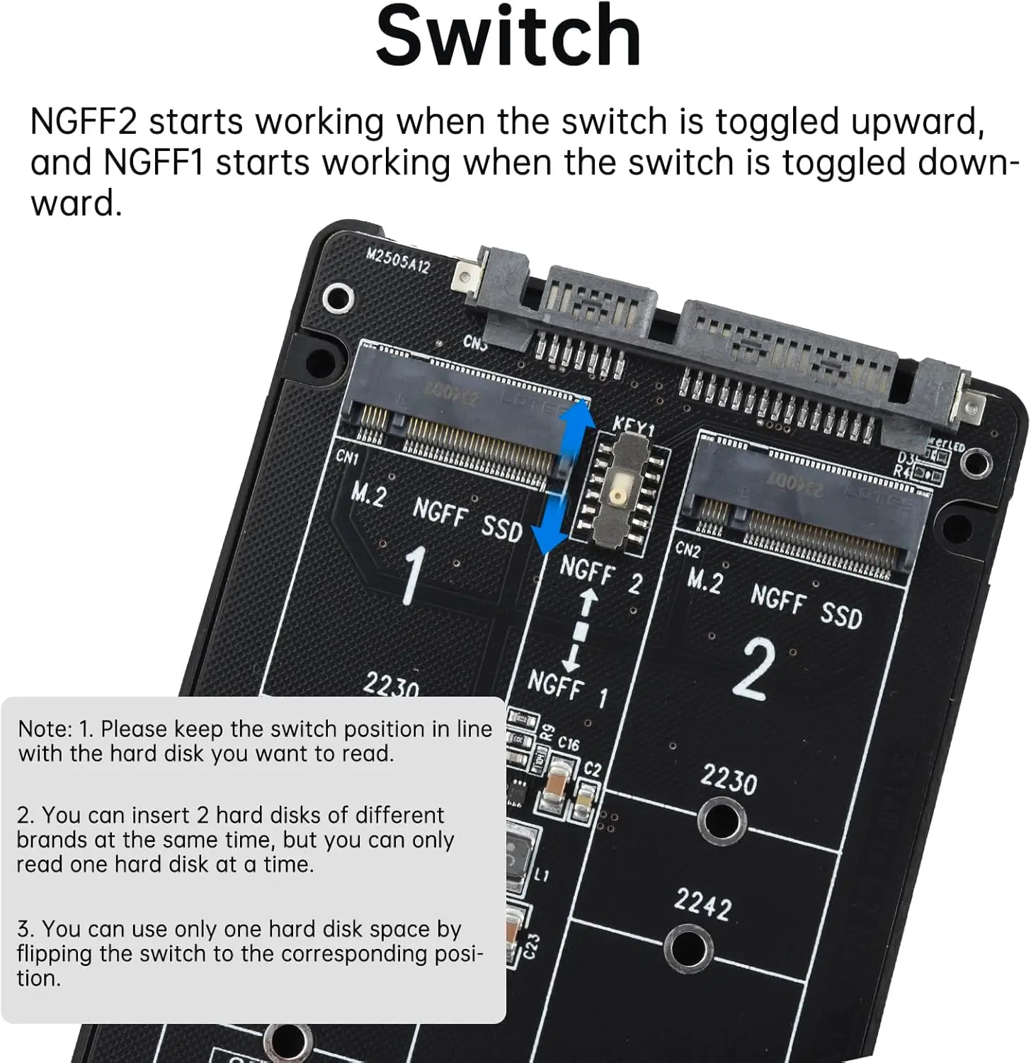 ثنائي المنفذ NGFF الحالة الصلبة إلى لوحة مهايئ المنفذ التسلسلي SATA 2 * M.2 إلى بطاقة توسيع SATA 3.0 إلى كابل USB الخارجي