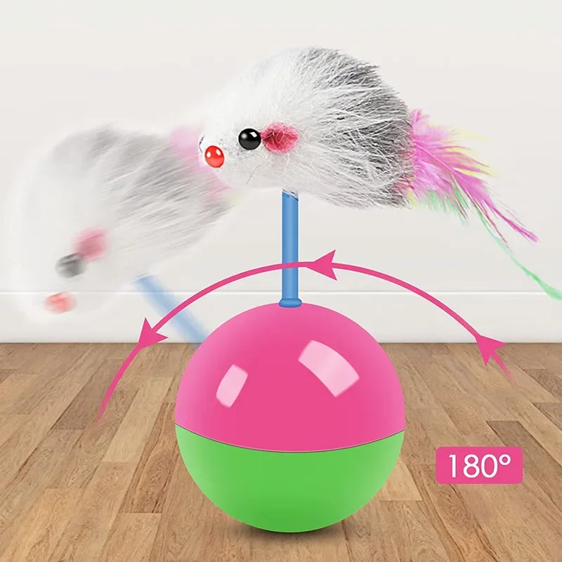 Interaktiver Katzenspielball mit Maus, kein Wippball, Spaß beim Necken von Katzen und Hunden, Selbstspielzeug, Haustierbedarf, Set mit Katzenspielzeugen zum Necken – Detail 3