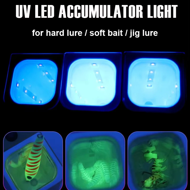 Acumulador de luz de relleno UV, batería seca, Led violeta, luminoso, cebo de pesca, taza, plantilla, señuelo, linternas