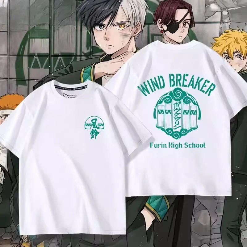 Anime Wind Breaker Oversized T Shirt Women Men 100% Cotton Summer Short Sleeve Graphic Tees Streetwear Harajuku Tops