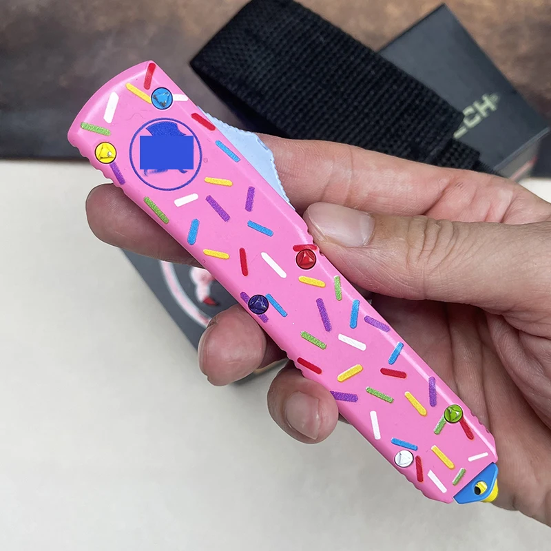 MICRO ULTRA OTF TECH Knife UT Series Dessert Warrior UT Folding Blade Donut Pink Outdoor EDC Self Defense Pocket knives