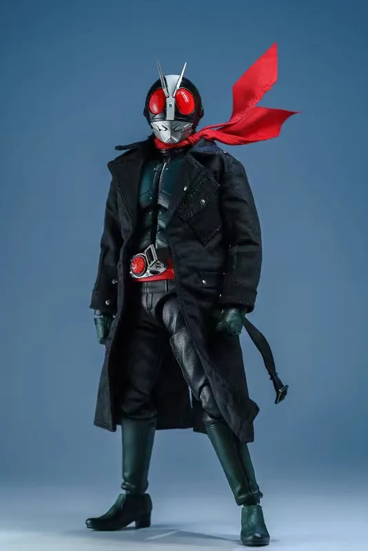 Feito à mão escala 1/12 masculino novo no.2 clássico guerreiro japonês trench coat com lenços vermelhos duplos manto para figura de ação de 6 polegadas