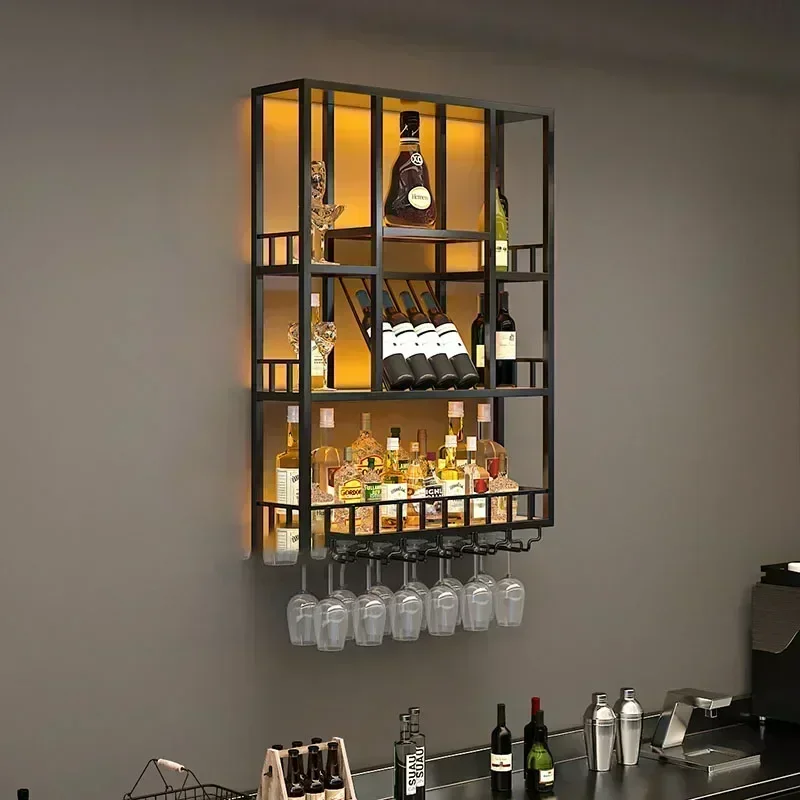 Club hangende wijnkast plank whisky sterke drank display metallic barkast industrieel modern Armario Para Vinos meubelen