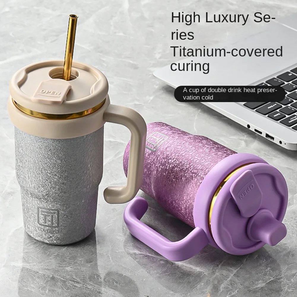 ABVJ-Sommer Große Kapazität Eis Blume Titan Thermos Tasse Doppel Trinkwasser Tasse Tragbare Eis Tasse
