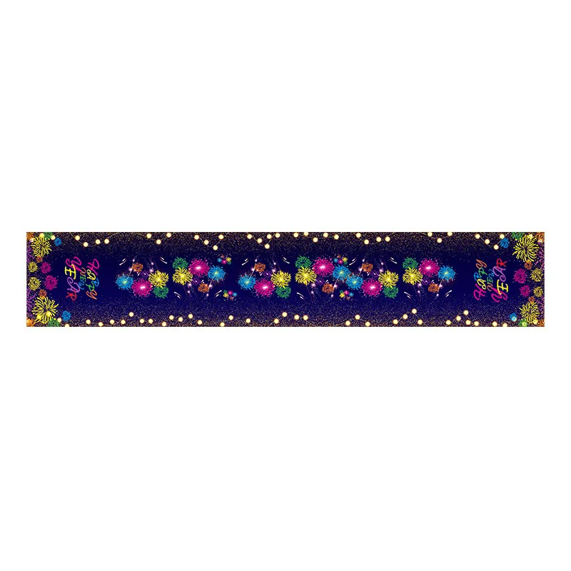 New Year Table Flag, Holiday Party Table, Kitchen End Table, Birthday, Fireworks Tablecloth, Atmosphere Decoration Supplies - view 4