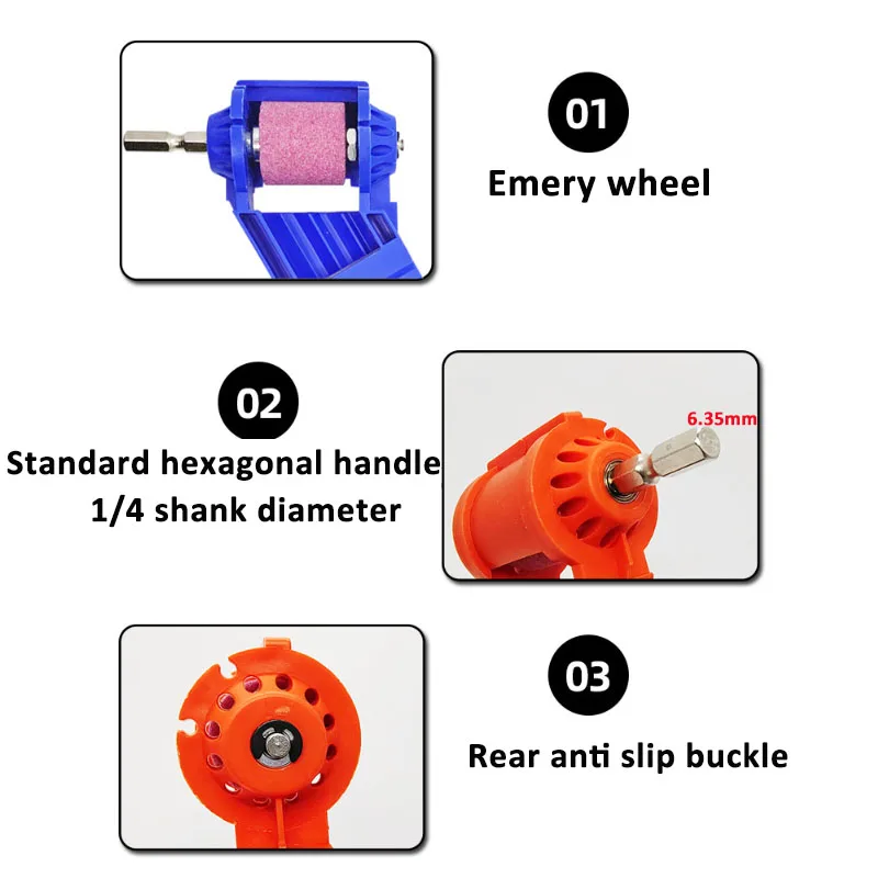 1 conjunto universal broca emery apontador de roda lixadeira portátil pequena torção de moagem hexagonal lidar com broca ferramenta a cauda é marcada