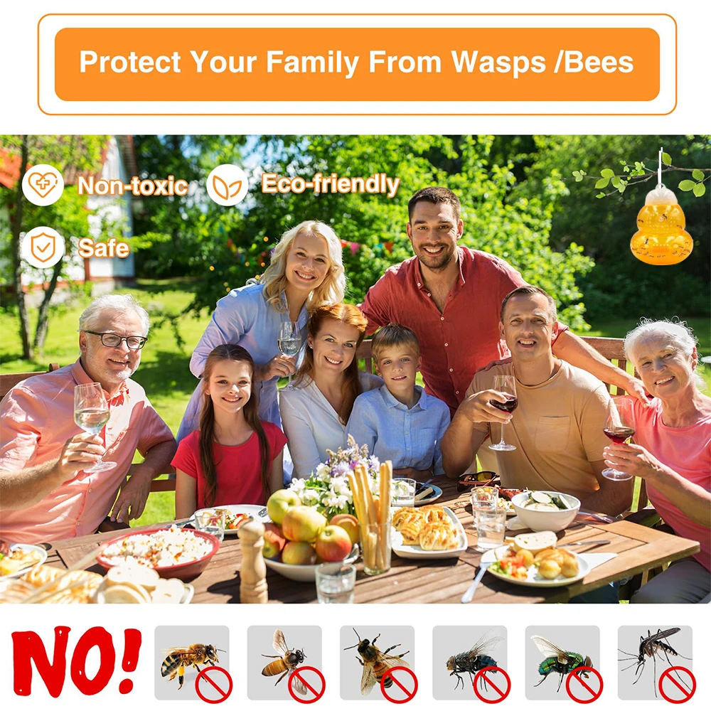 Wasp Trap Outdoor Reusable Portable Wasp Catcher Non-toxic Pest Control Garden Multi-hole Bee Trap for Home Farm Yard Supplies