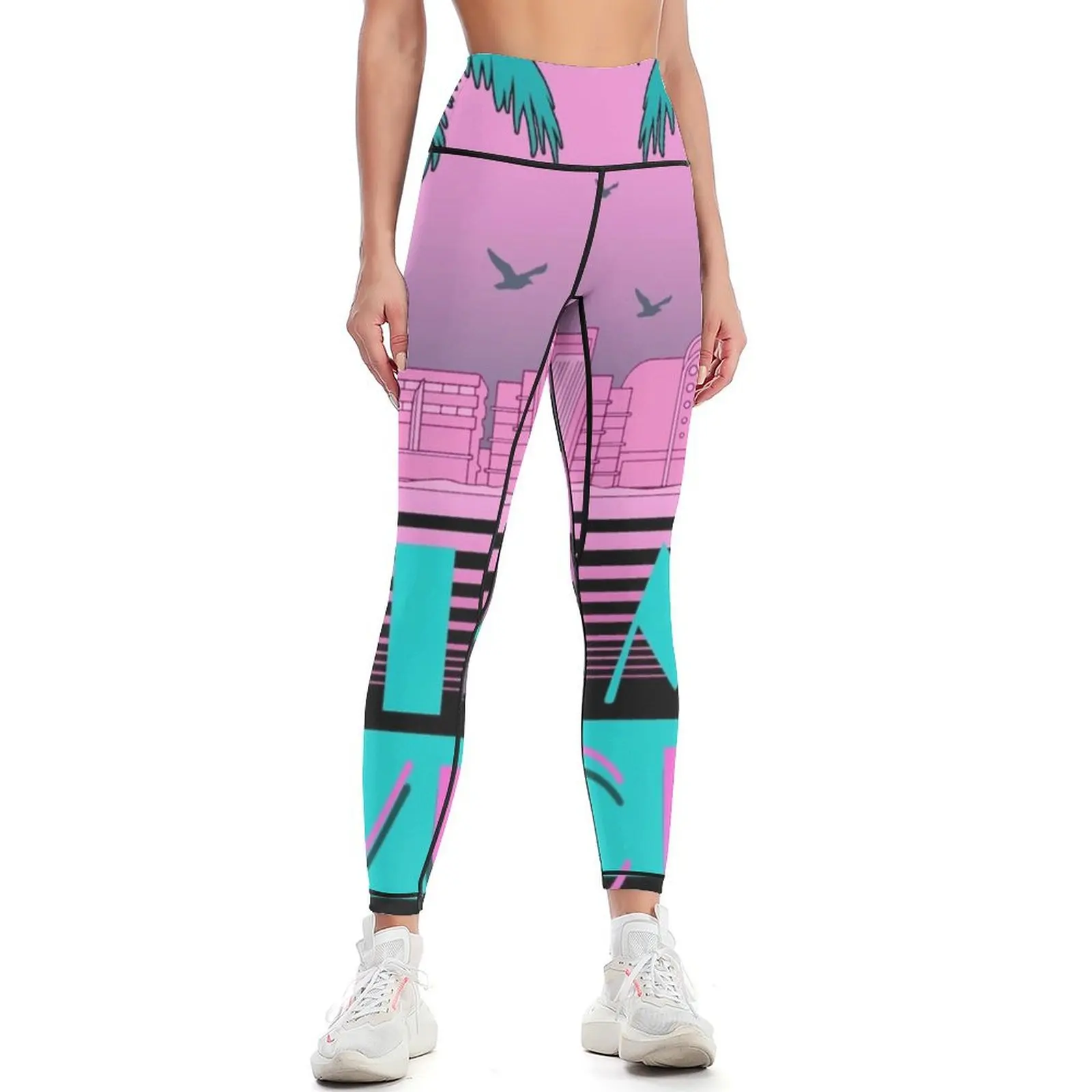 

Miami Vice - Retro 80s Design Leggings flared legging pants raises butt active wear Womens Leggings