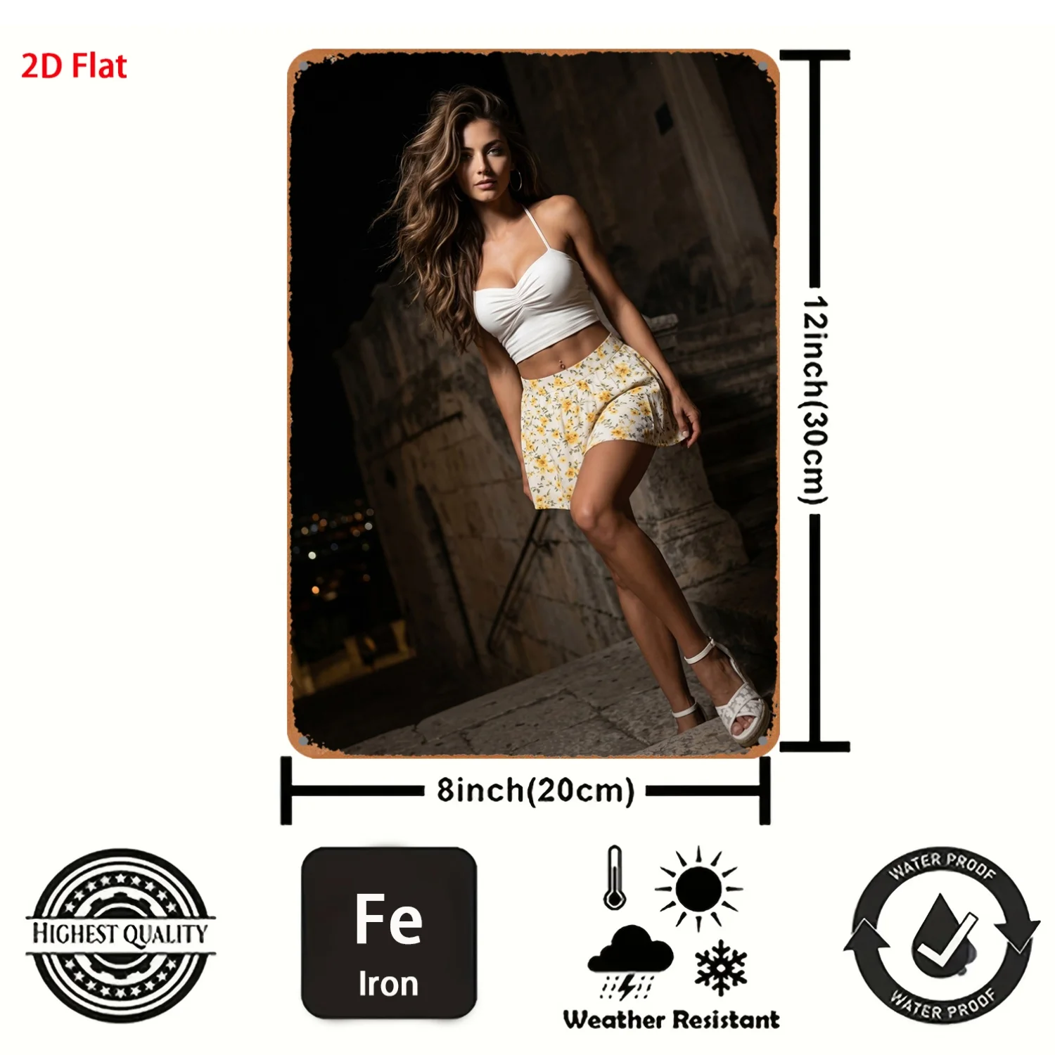 2D Metal Sign Modern Women Wall Art 8x12 Inch Durable Decor for Studio Shop Bar Gift