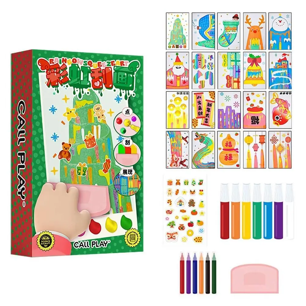 Drawing Papers Squeegee Art Kids Paint Kit DIY Material Animal Pattern DIY Rainbow Scratch Art Painting Teaching Tools