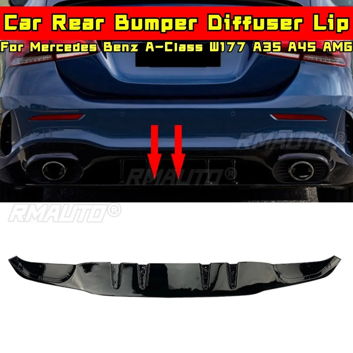 

For Mercedes Benz A-Class W177 A35 A45 AMG Body Kit Rear Bumper Spoiler Rear Bumper Splitter Protector Lip Modification Part