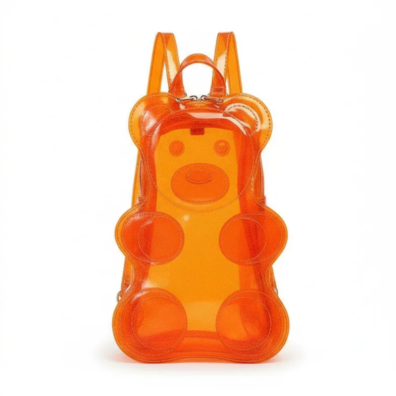 

Cute Clear Teddy Bear Gummy Women Backpack Student PVC Jelly Shoulder Bag Versatile Crossbody Phone Handbag Fashion Trends