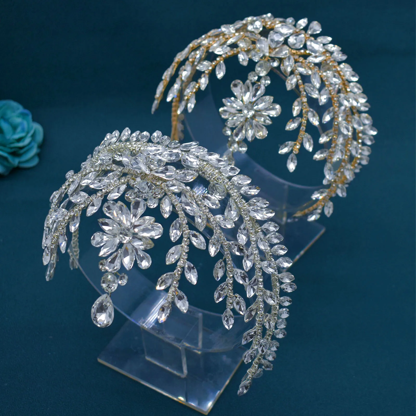 DZ009 Rhinestone Bride Forehead Headband Women Headdress Water Drop Bridal Head Chain Wedding Hair Ornament Crystal Hair Chain