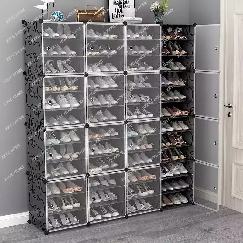 US Shoe Rack Large Capacity Boot Storage 12 Cube Organzie Modular DIY Plastic 6 Tier 24 Pairs of Shoe Tower Cabine